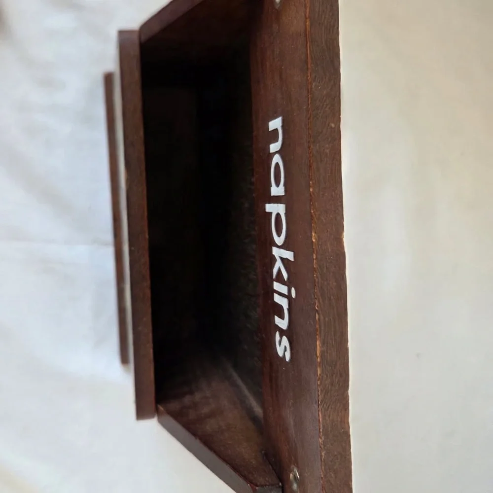 Vintage Wooden Napkin Holder Wall Mount Cottagecore Country Kitchen Floral Fig